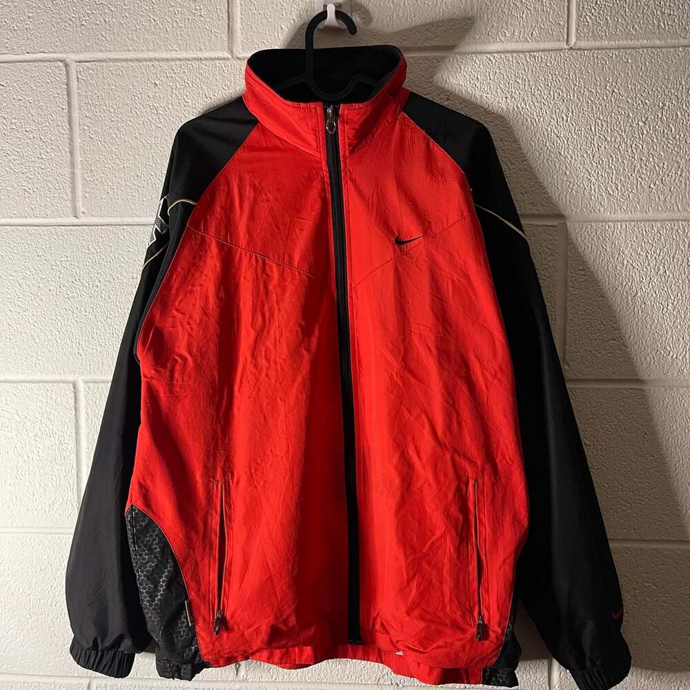 Vintage 90s Nike Dynamic XL Red & Black Full Zip Windbreaker Jacket